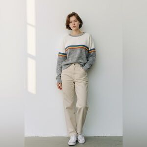 Inspired Hearts Grey White and Rainbow Sweater Pride Size M